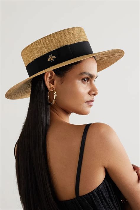 gucci boater hat dupe|gucci neck tie straw hat.